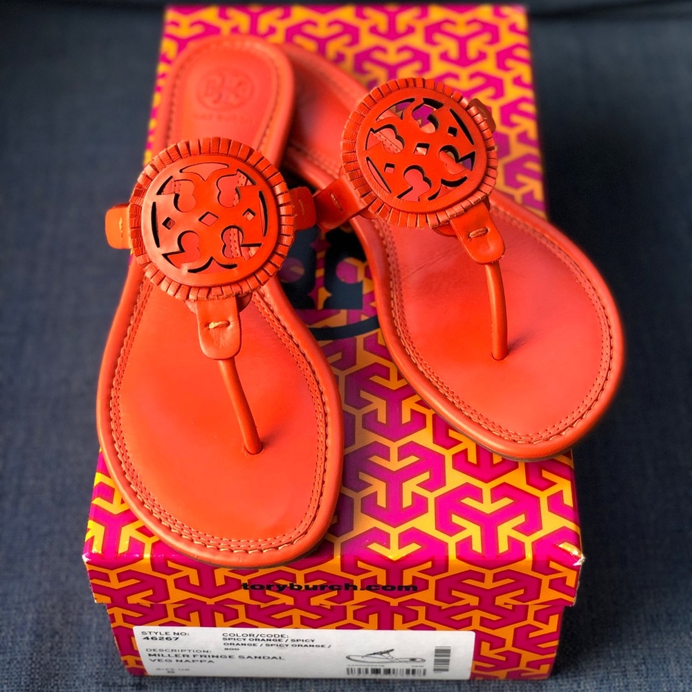 Tory Burch Miller Fringe Sandals (with Dustbag)